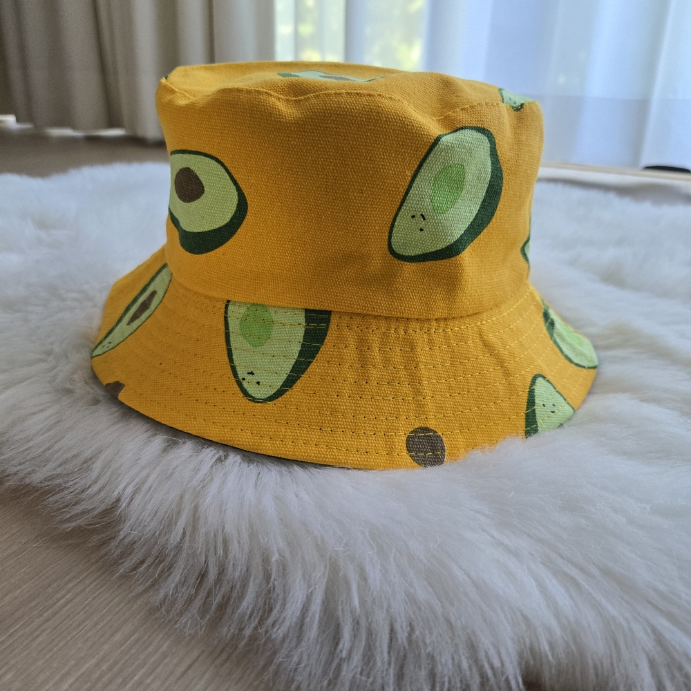 Yellow Avocado Print Bucket Hat